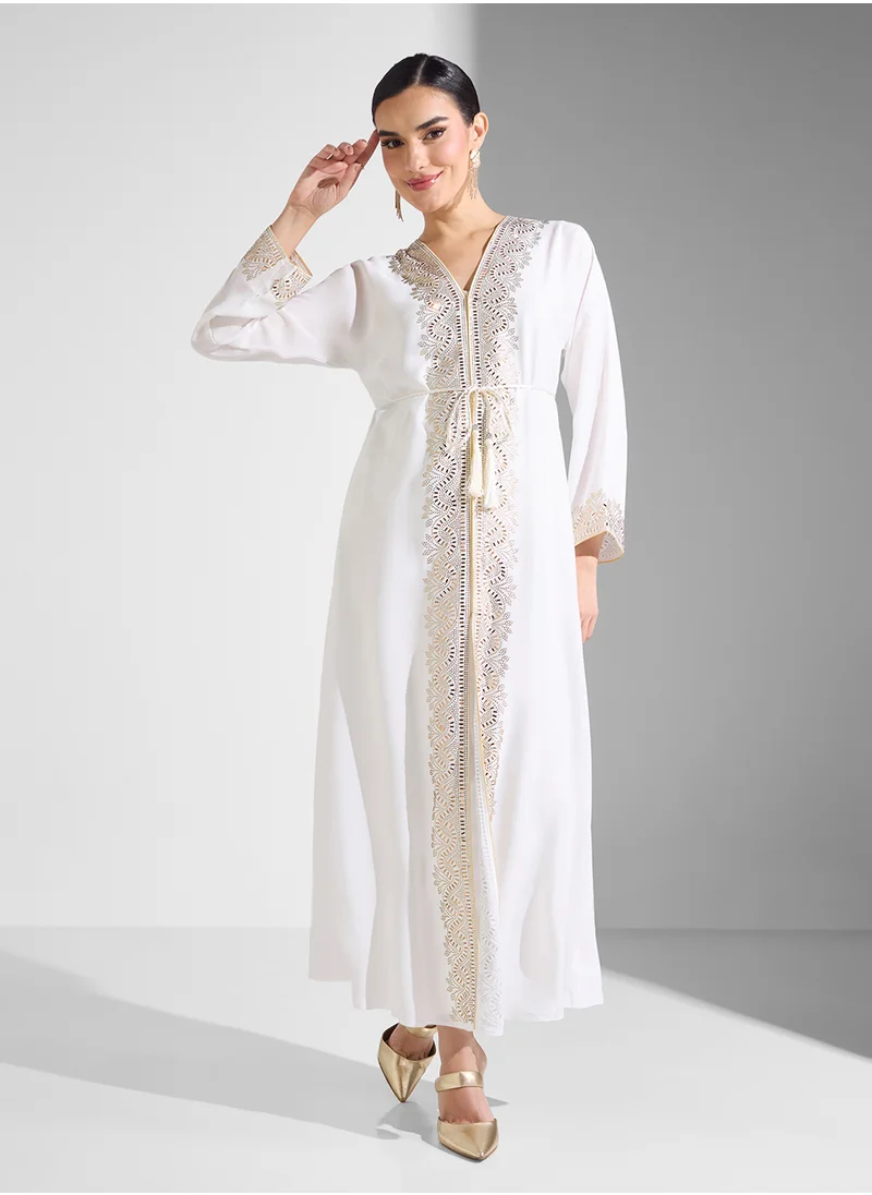 ارابيان كلوزيت Open Embellished Abaya With Belt