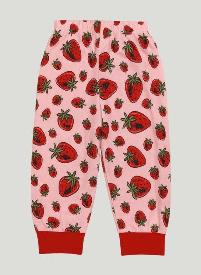 Kidbea Kids Strawberry Graphic Printed Cotton T-shirt and Jogger Pyjama Set - Image 5