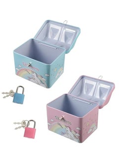 Rubik Money Bank with Padlock for Kids, Unicorn Metal House Cash Coin Savings Piggy Box (Blue)  - Image 2