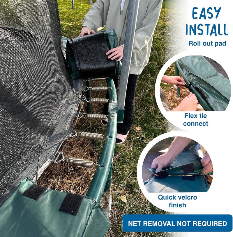 TRAMPOLINEPRO Green 14 Ft Trampoline Spring Cover, for 14 ft Round Frame with Easy Install, Universal 14ft Trampoline Pad Replacement Round Frame - Image 4