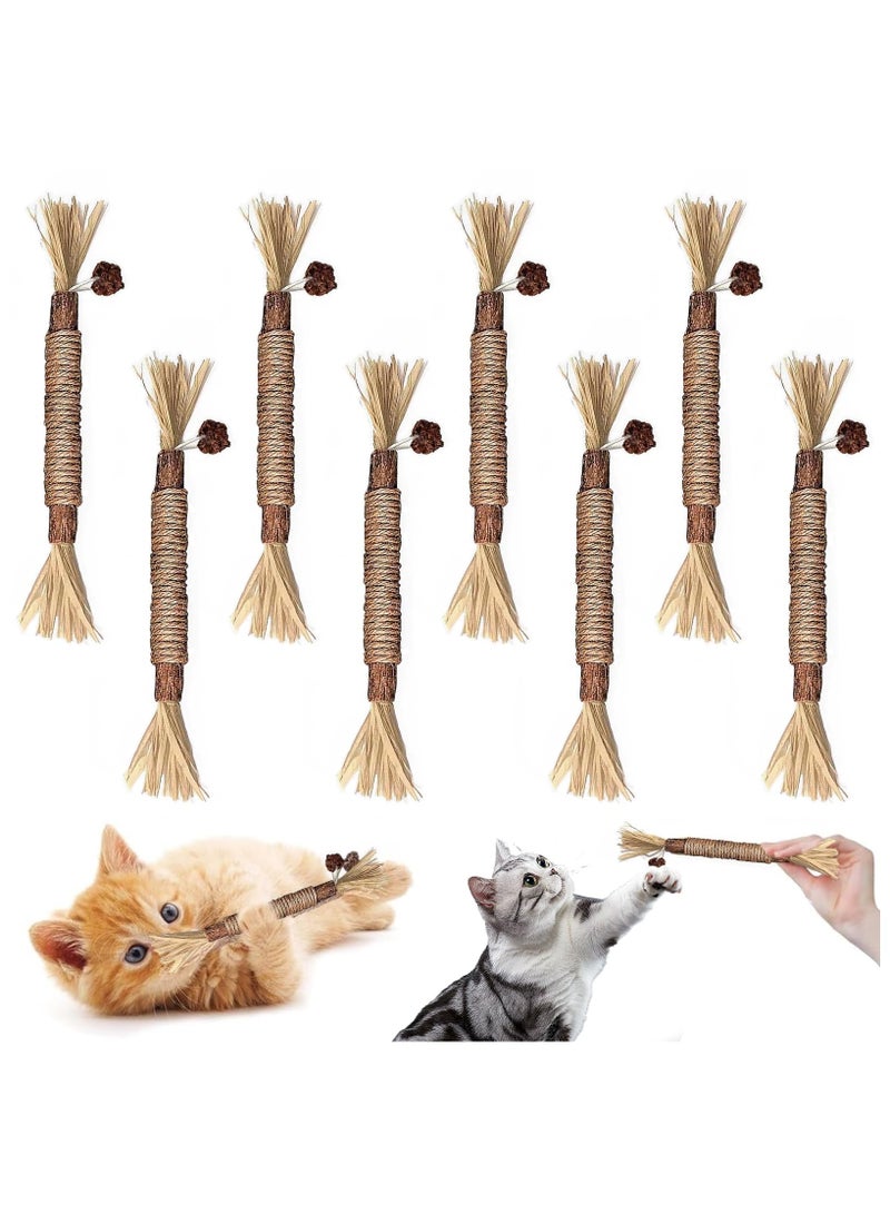 Pack of 8 Catnip Sticks, Paw Fun Teeth Cleaning Nibble Rods, Cat Teeth Brush for Cats, Cat Teeth Biting for Teeth Cleaning and Pressure Relief for Cats Indoors - Image 1