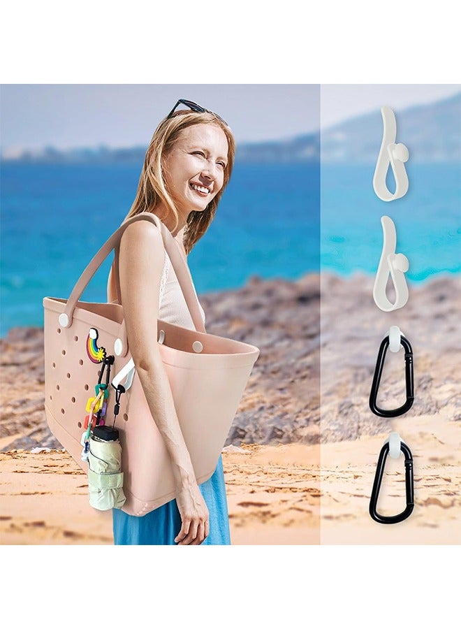 4Pcs Hooks Set Accessories Compatible for Bogg Bag, Insert Carabiner Key Chain Holder Charms, Compatible for Small & Large Beach Bags