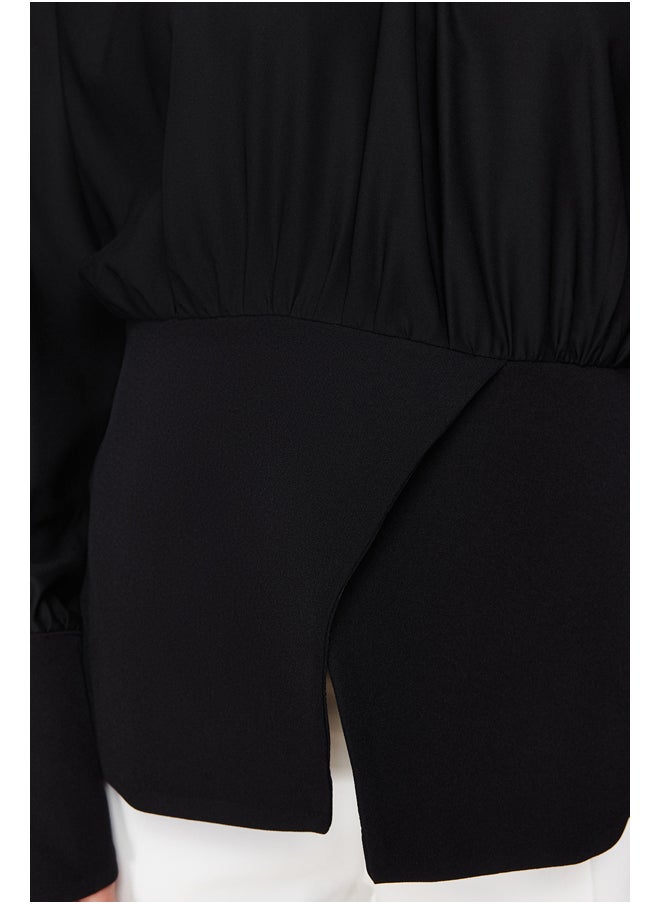 trendyol Black Double Breasted Slit Detailed Woven Tunic TCTSS24UK00000  - Image 5