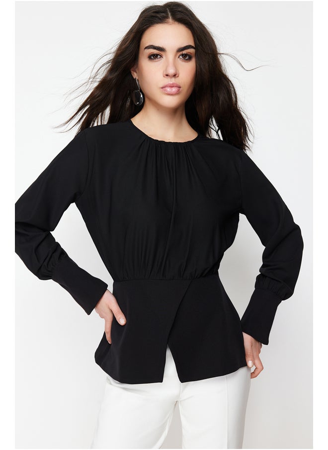 trendyol Black Double Breasted Slit Detailed Woven Tunic TCTSS24UK00000  - Image 1