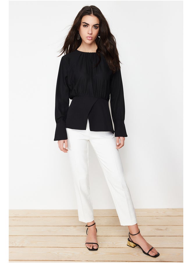 trendyol Black Double Breasted Slit Detailed Woven Tunic TCTSS24UK00000  - Image 3