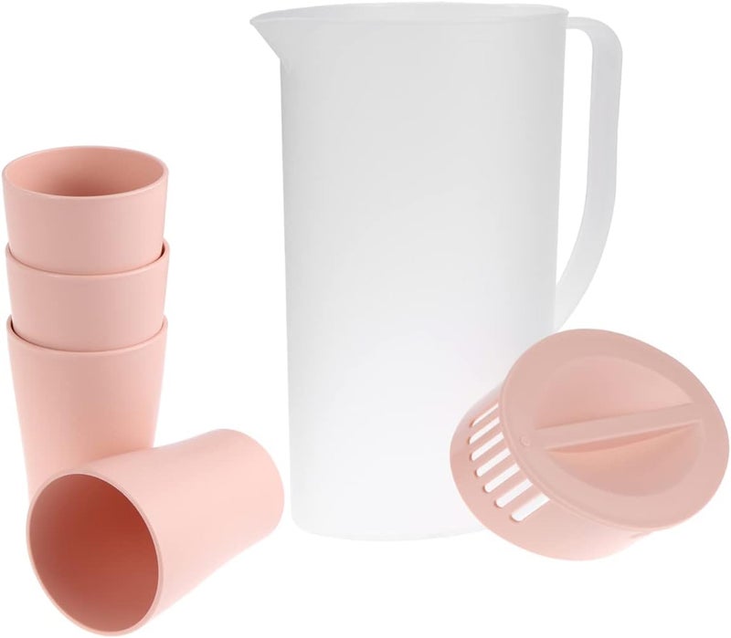 comfrt 1.6 Litre Plastic Pitcher Pot Jug with Lid and Cup, Pitcher Beverage Soy Milk Juice Tea Beer Juice Pot Kettle for Hot Cold Water Ice Tea and Juice - Image 1