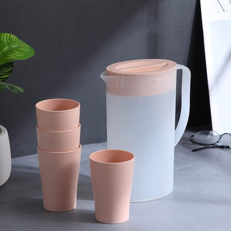 comfrt 1.6 Litre Plastic Pitcher Pot Jug with Lid and Cup, Pitcher Beverage Soy Milk Juice Tea Beer Juice Pot Kettle for Hot Cold Water Ice Tea and Juice - Image 5