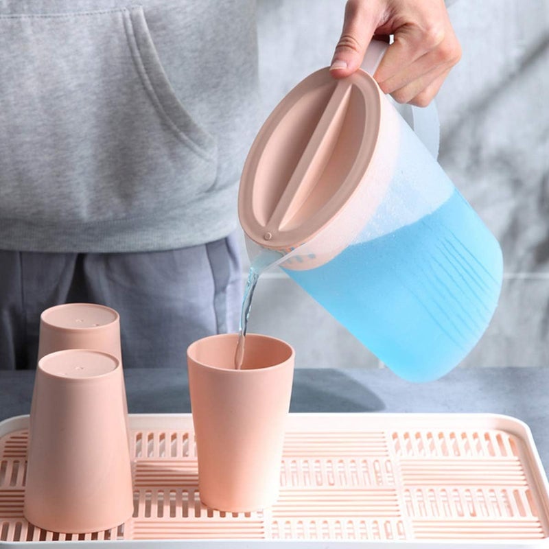 comfrt 1.6 Litre Plastic Pitcher Pot Jug with Lid and Cup, Pitcher Beverage Soy Milk Juice Tea Beer Juice Pot Kettle for Hot Cold Water Ice Tea and Juice - Image 2