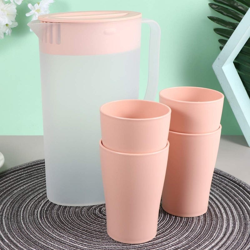 comfrt 1.6 Litre Plastic Pitcher Pot Jug with Lid and Cup, Pitcher Beverage Soy Milk Juice Tea Beer Juice Pot Kettle for Hot Cold Water Ice Tea and Juice - Image 3
