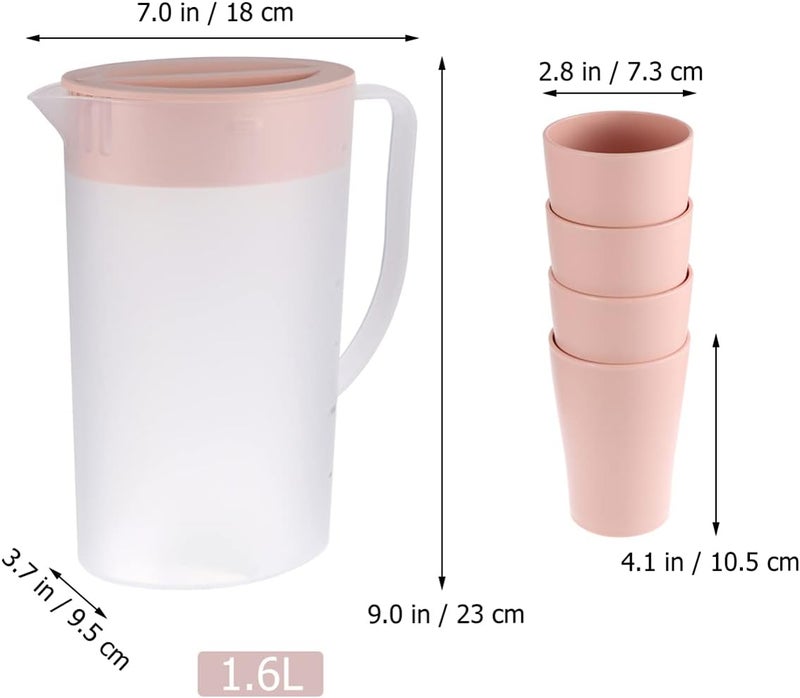 comfrt 1.6 Litre Plastic Pitcher Pot Jug with Lid and Cup, Pitcher Beverage Soy Milk Juice Tea Beer Juice Pot Kettle for Hot Cold Water Ice Tea and Juice - Image 4
