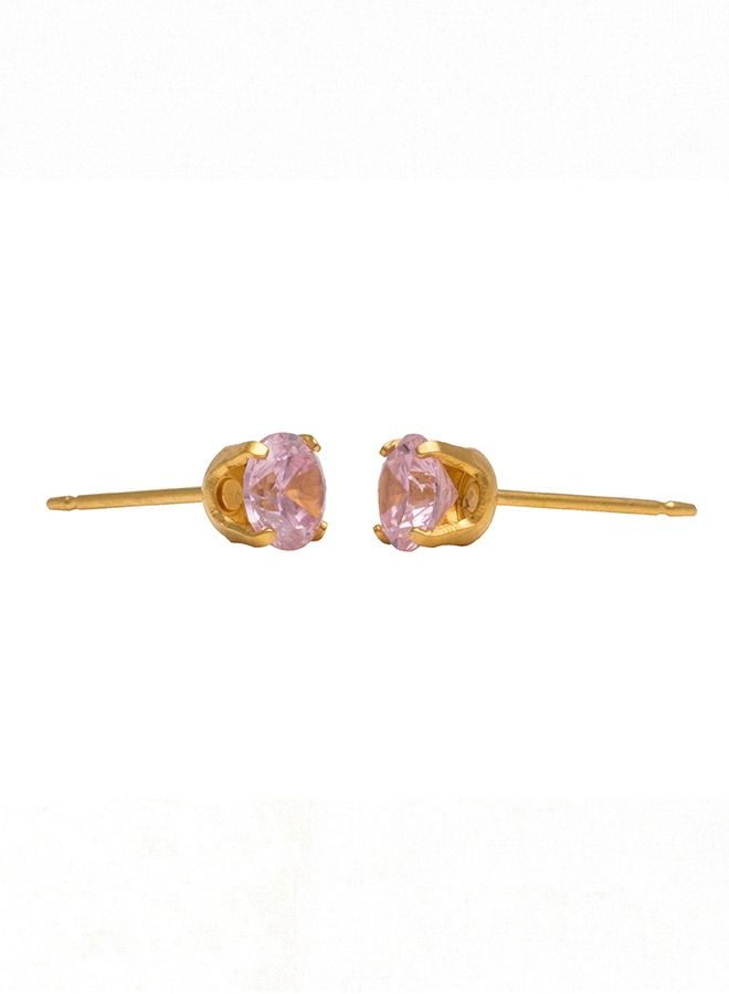 ستوديكس حلق الأذن 5 ملم زركونيا مكعب وردي مطلي بالذهب الخالص 24 قيراط - Image 4