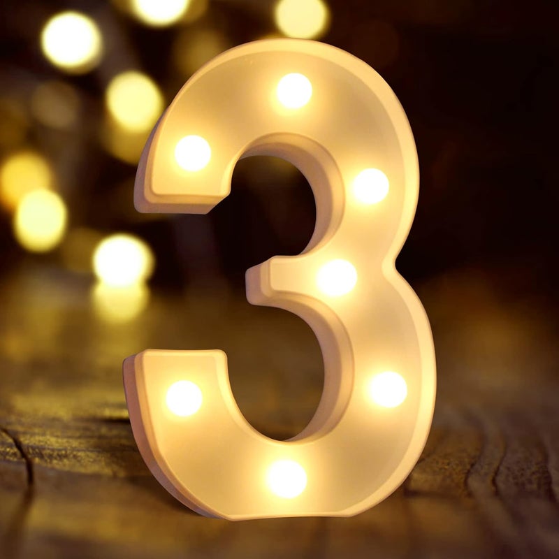 Laerjin Light Up Letters, LED Marquee Letter Lights with Desk Table Lamp, for Party Wedding Decor - Battery Operated Alphabet Initials Lamp - Number Lights-3 - Image 1
