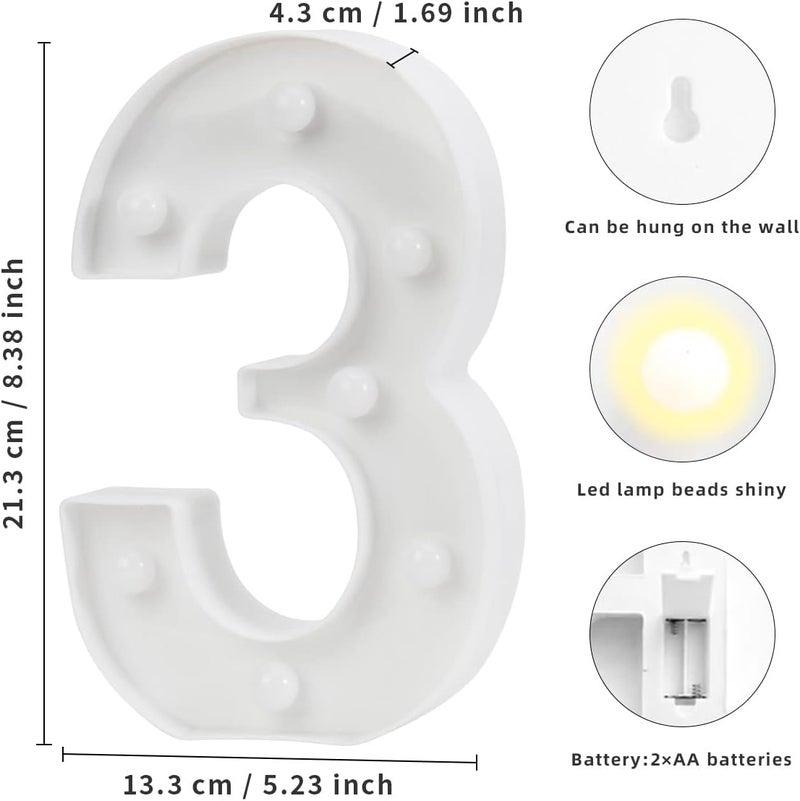 Laerjin Light Up Letters, LED Marquee Letter Lights with Desk Table Lamp, for Party Wedding Decor - Battery Operated Alphabet Initials Lamp - Number Lights-3 - Image 3