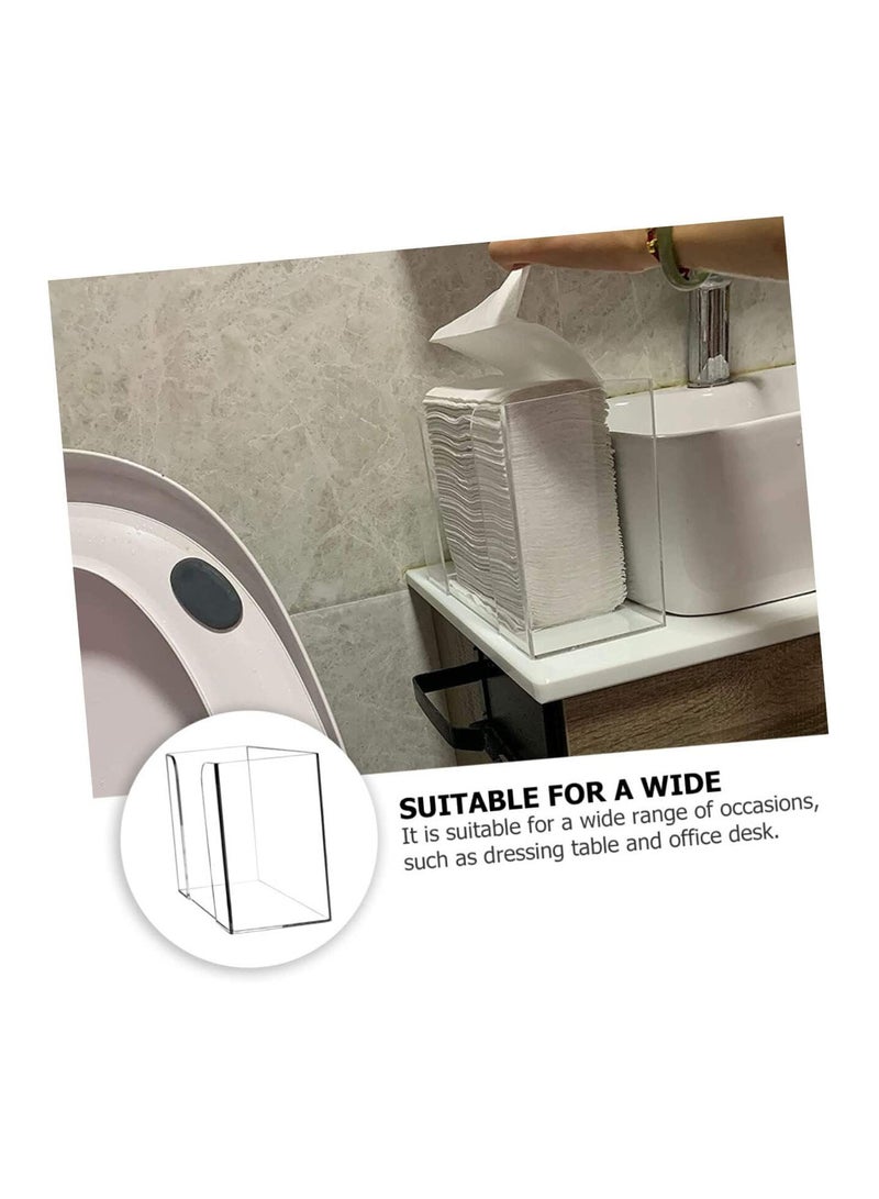 GGOOT Box Transparent Countertop Wipes Folding Bracket Clear Organizer Box Clear Tissue Box Tissue Dispenser Stand Countertop Towel Dispenser Fold Paper Towel Holder Acrylic Transparent - Image 5