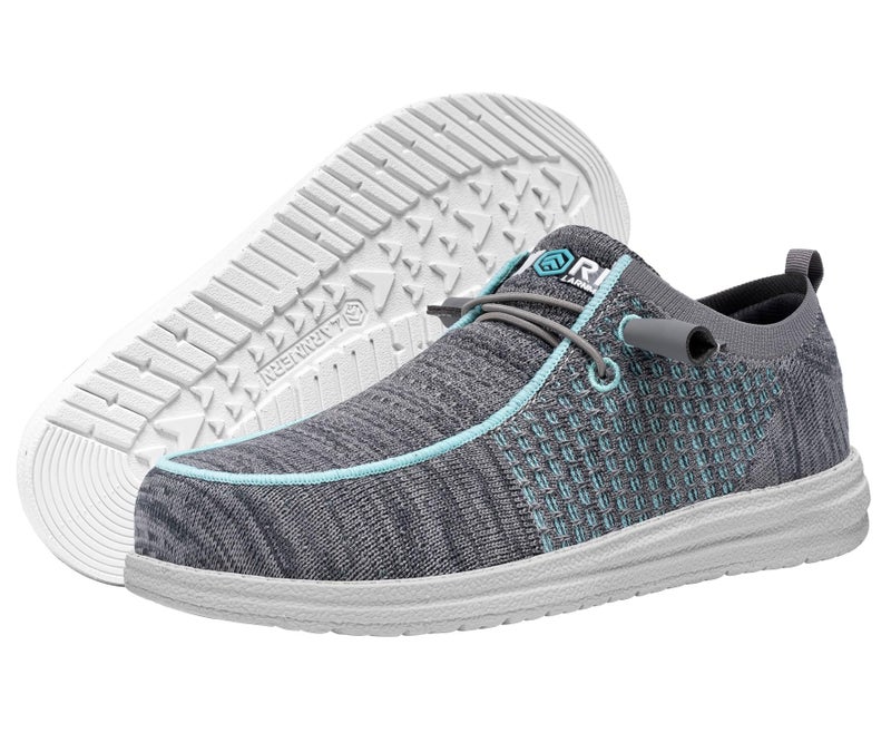 LARNMERN Slip On Steel Toe Loafers Women Work Safety Shoes Lightweight Comfortable Walking Sneakers(8.5 Women, Grey Mint) - Image 4