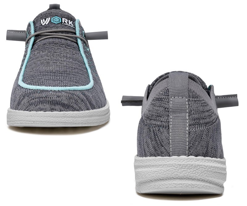 LARNMERN Slip On Steel Toe Loafers Women Work Safety Shoes Lightweight Comfortable Walking Sneakers(8.5 Women, Grey Mint) - Image 3