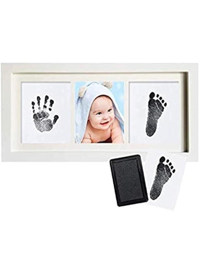 Gonice Baby Handprint and Footprint Frame Package - Baby Prints Photo Keepsake in White with Non-Toxic Ink Pad  - Image 1