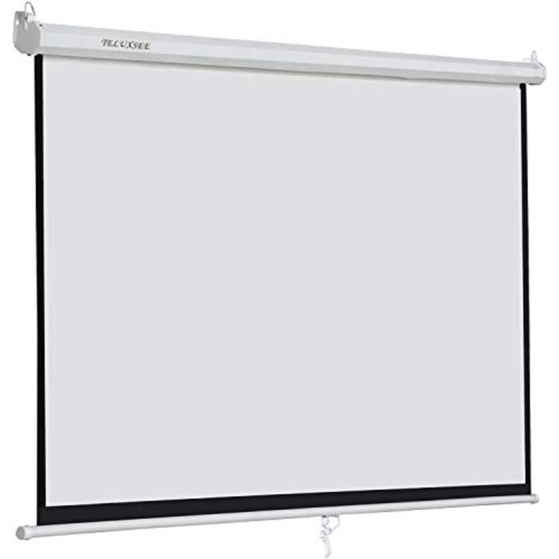 Home theater, education, outdoor indoor use: HD projection screen with anti-crease polyester fabric, black backing, foldable portable design, manual pull-down mechanism, 100-inch diagonal size - Image 3