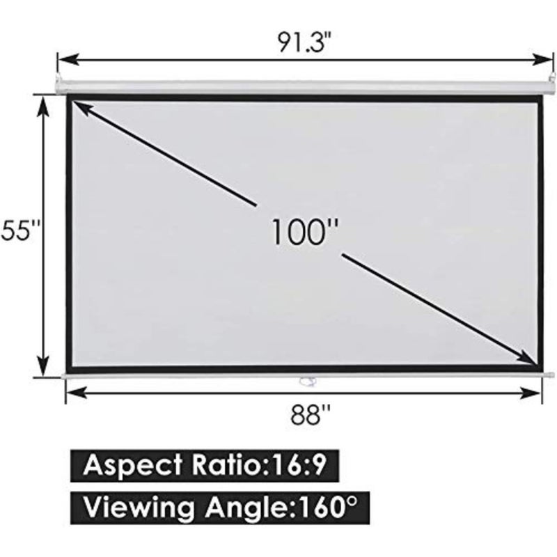 Home theater, education, outdoor indoor use: HD projection screen with anti-crease polyester fabric, black backing, foldable portable design, manual pull-down mechanism, 100-inch diagonal size - Image 2