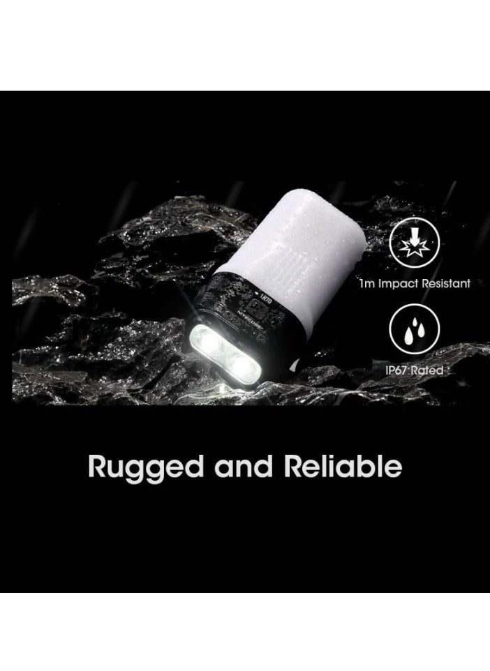 نايت كور - مصباح يدوي LR70، مصباح يدوي 3 في 1 USB C قابل لإعادة الشحن، فانوس تخييم قوي 3000 لومن، شعلة خارجية محمولة لفترة طويلة للتخييم والمشي لمسافات طويلة، (قطعة واحدة، أبيض وأسود) - Image 1