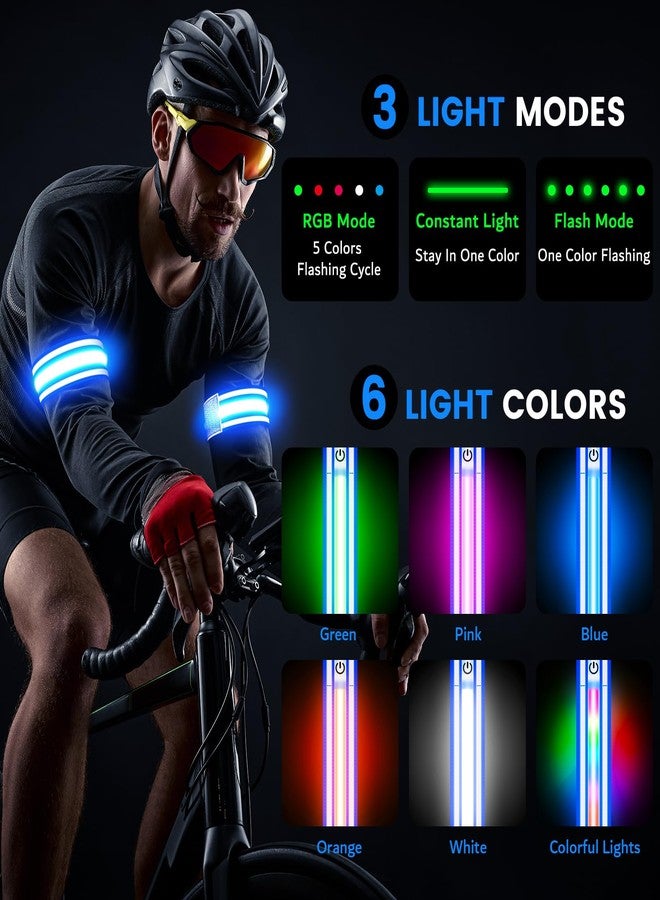 سوار ذراع مضيء بتقنية LED للجري والمشي ليلاً، أساور ذراع عاكسة للعدائين، أضواء جري قابلة لإعادة الشحن، معدات أمان عالية الوضوح للجري الليلي، قابلة للتعديل للنساء والرجال والأطفال (أزرق) - Image 3