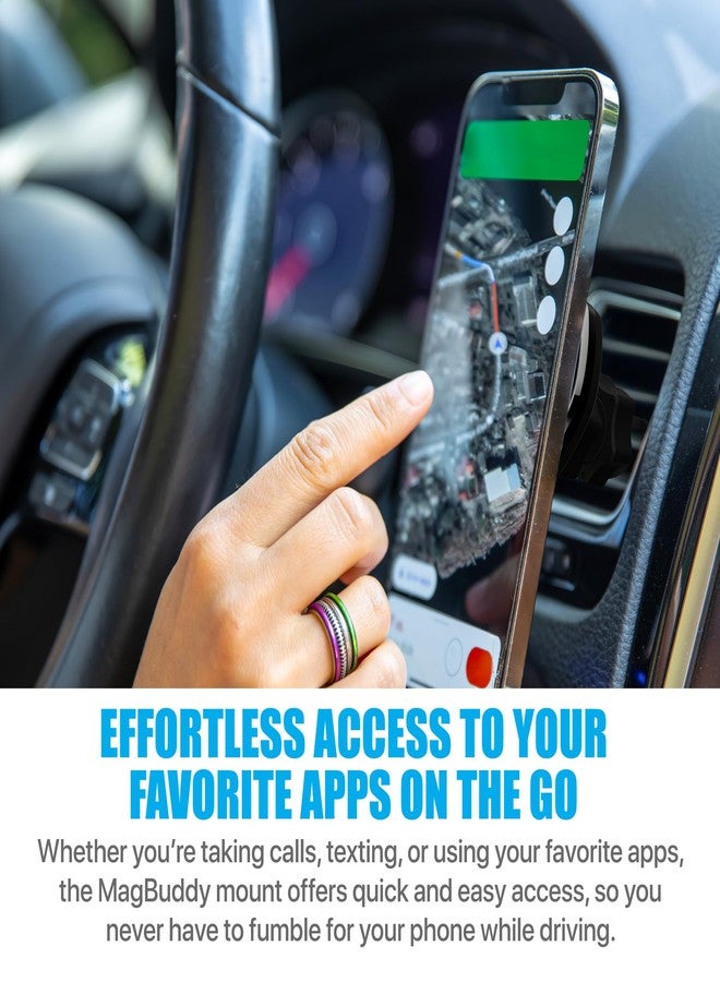 Naztech MagBuddy Car Air Vent Cell Phone Holder Mount [Hands Free - Easily Install] Universal for iPhone 15/14/13 Galaxy S24/S23, Pixel & More [Black] - Image 5