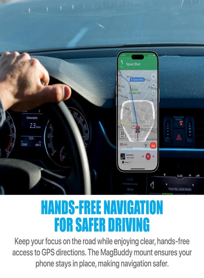 Naztech MagBuddy Car Air Vent Cell Phone Holder Mount [Hands Free - Easily Install] Universal for iPhone 15/14/13 Galaxy S24/S23, Pixel & More [Black] - Image 3