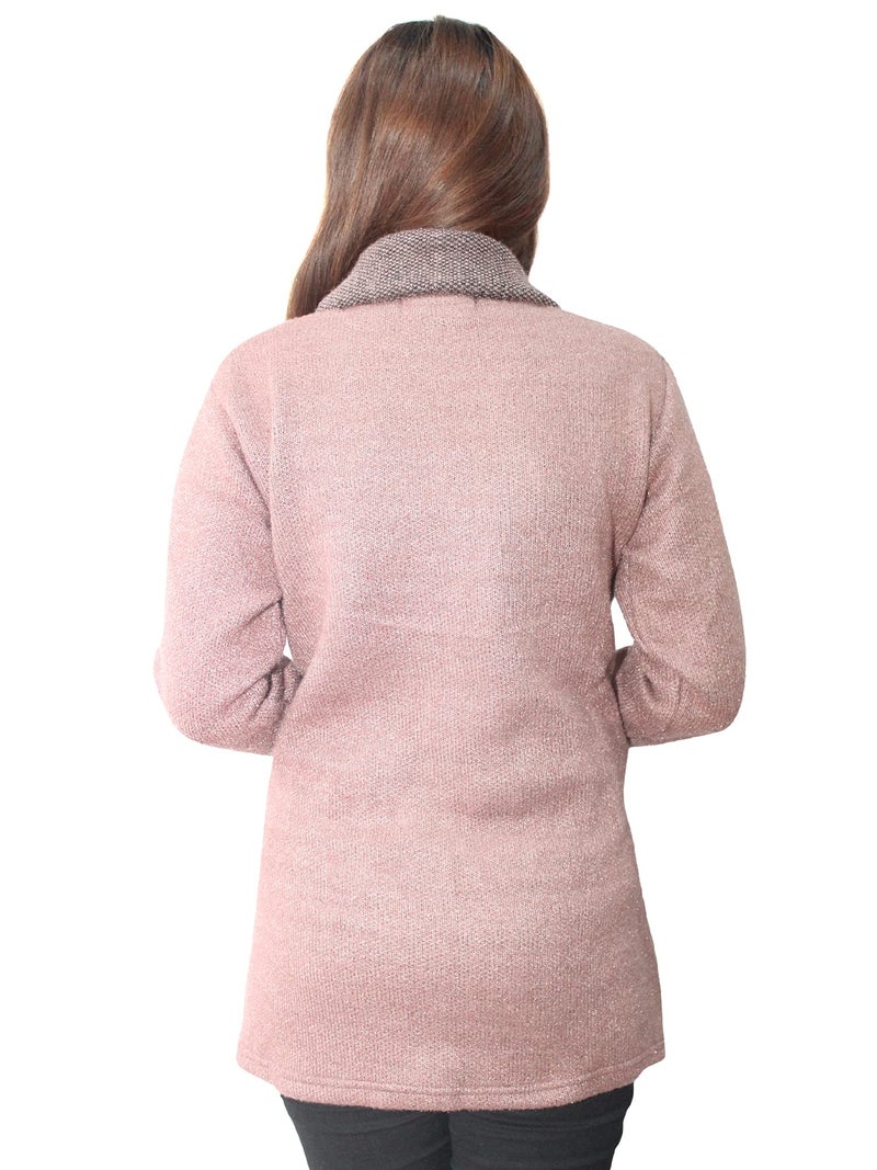 Matelco Womens Woollen Collared Coat Cardigan (IN, Alpha, 3XL, Brown) - Image 2