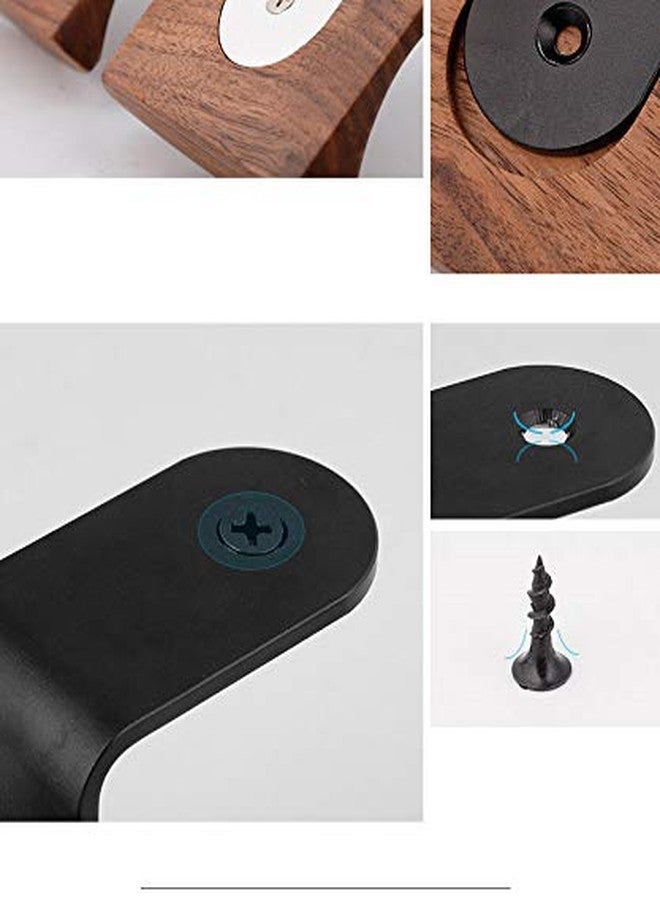 KiaoTime Headphone Hanger Headset Stand Hook Walnut Wood Headphone Holder Rack Hook Desk Tabletop Wall Mount Tape Under-Desk Headphone Hanger Holder, Universal Fit (Wall Mount) - Image 3