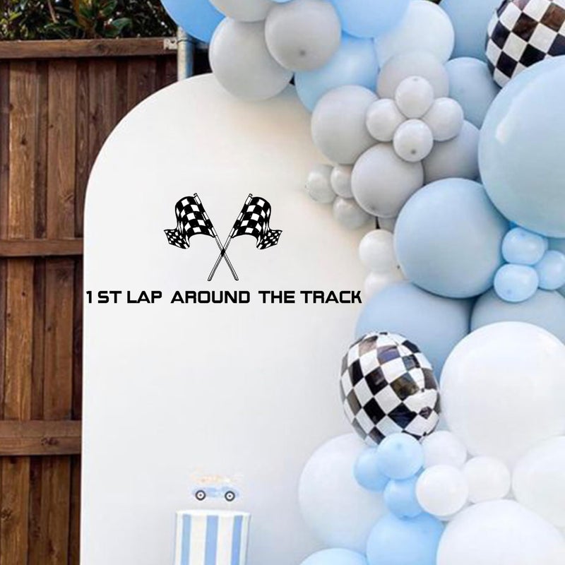 CIEQR CIEQR First Lap Around The Track Decal - Race Car Birthday Party Decor  Racing Theme First Birthday Decor Supplies for Balloon Arch  Backdrop  - Image 1