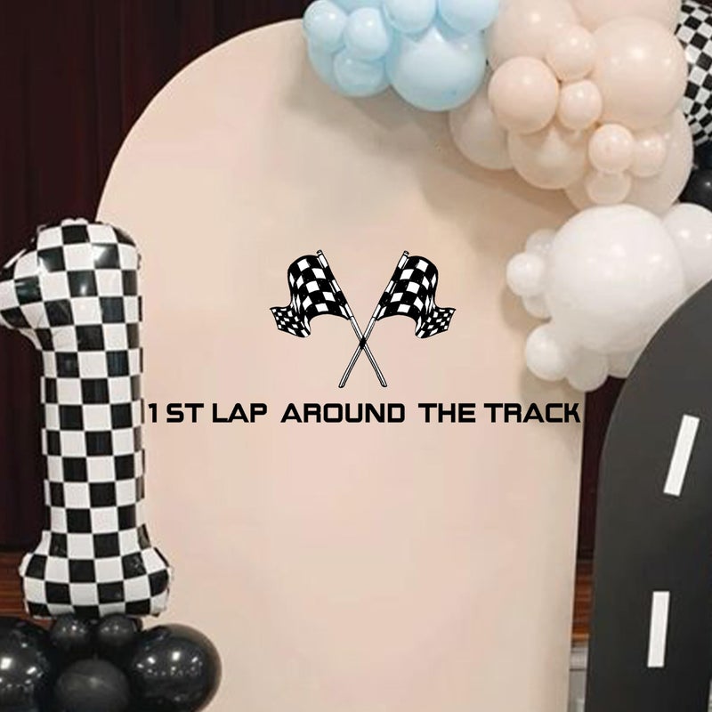 CIEQR CIEQR First Lap Around The Track Decal - Race Car Birthday Party Decor  Racing Theme First Birthday Decor Supplies for Balloon Arch  Backdrop  - Image 2