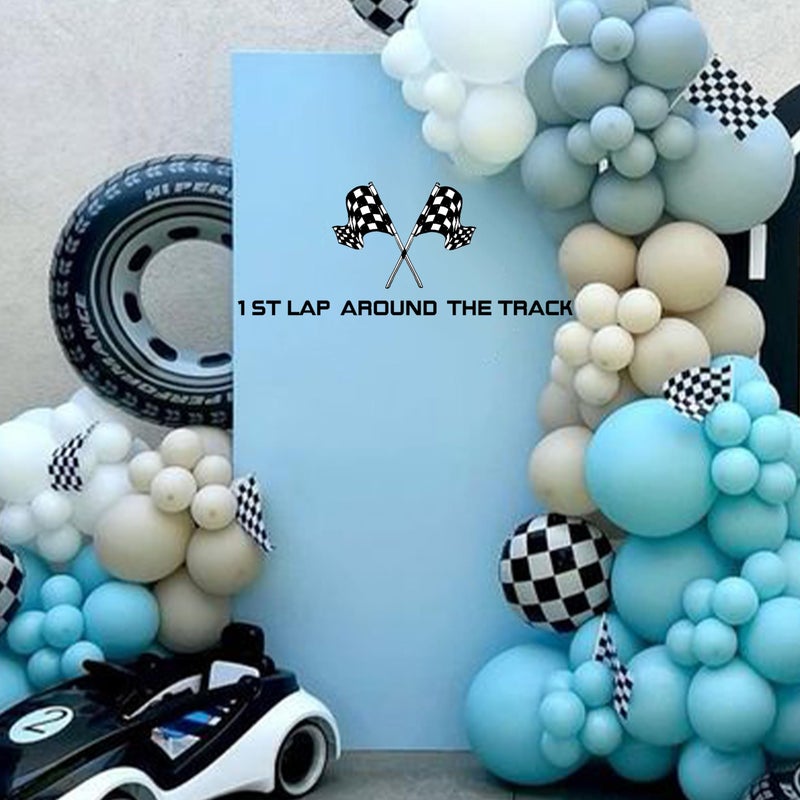 CIEQR CIEQR First Lap Around The Track Decal - Race Car Birthday Party Decor  Racing Theme First Birthday Decor Supplies for Balloon Arch  Backdrop  - Image 4