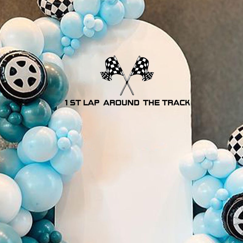CIEQR CIEQR First Lap Around The Track Decal - Race Car Birthday Party Decor  Racing Theme First Birthday Decor Supplies for Balloon Arch  Backdrop  - Image 3