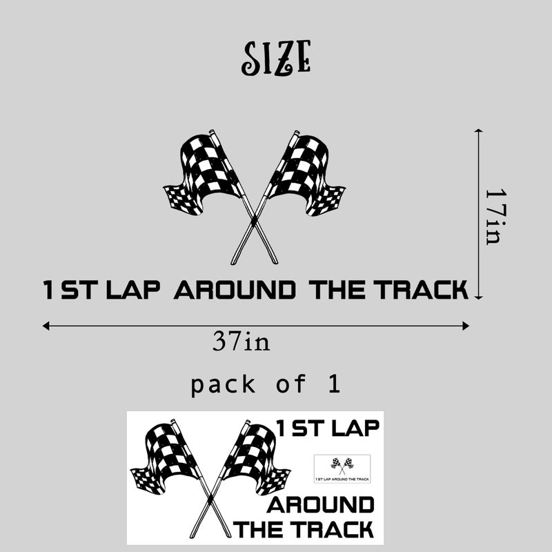 CIEQR CIEQR First Lap Around The Track Decal - Race Car Birthday Party Decor  Racing Theme First Birthday Decor Supplies for Balloon Arch  Backdrop  - Image 5
