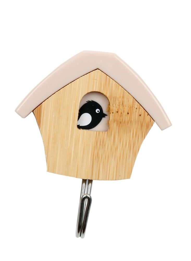 huanyin Wall Sticky Hooks , Self adhesive Strong Sticky Hooks Children Clothes Hanging Magic Unique Birdhouse Wall Hook, 2 Pieces Bamboo Wall Hooks For Hanging Kids Clothes, Coats and Hats  - Image 4