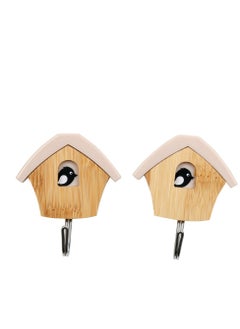 huanyin Wall Sticky Hooks , Self adhesive Strong Sticky Hooks Children Clothes Hanging Magic Unique Birdhouse Wall Hook, 2 Pieces Bamboo Wall Hooks For Hanging Kids Clothes, Coats and Hats  - Image 1