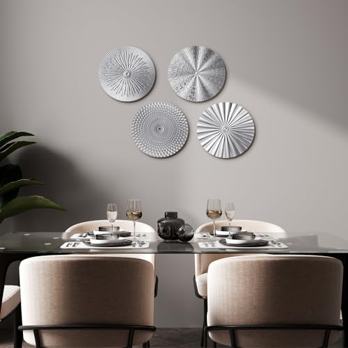 Hicarer 4 Pcs 12 Inch Metal Wall Art Decor Sunburst Hanging Metal Artwork Decor Wall Art Decorations for Home Living Room Office Gift for ChristmasSilver - Image 3