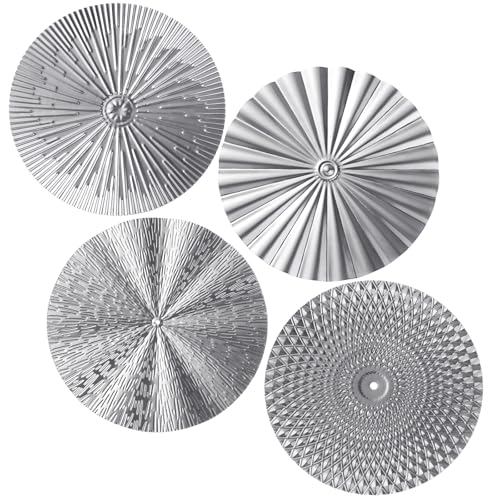 Hicarer 4 Pcs 12 Inch Metal Wall Art Decor Sunburst Hanging Metal Artwork Decor Wall Art Decorations for Home Living Room Office Gift for ChristmasSilver - Image 1
