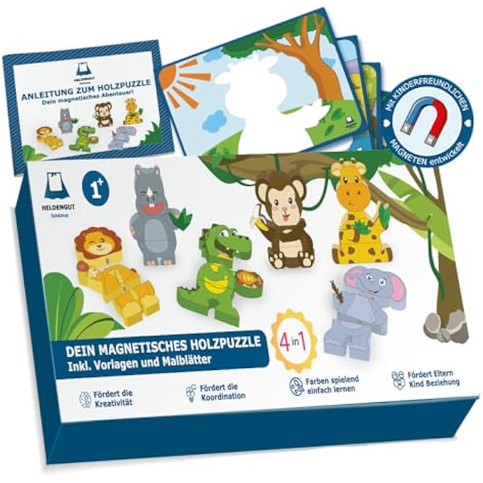 WOODEN MAGNETIC PUZZLE FOR BABIES FROM 1 YEAR - MAGNETIC PUZZLE WITH WOODEN ANIMALS EXTRA DURABLE FROM 1 YEAR - Image 2