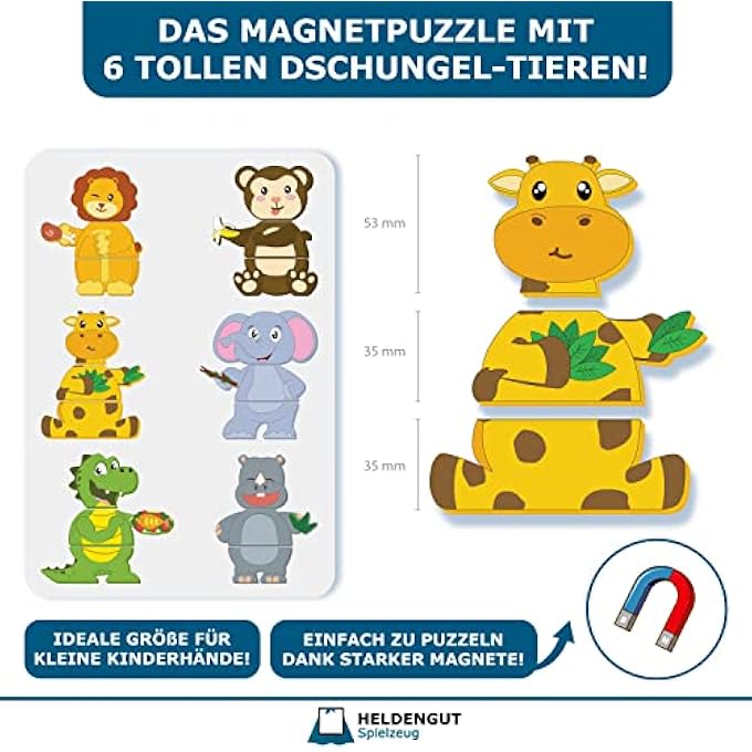 WOODEN MAGNETIC PUZZLE FOR BABIES FROM 1 YEAR - MAGNETIC PUZZLE WITH WOODEN ANIMALS EXTRA DURABLE FROM 1 YEAR - Image 3