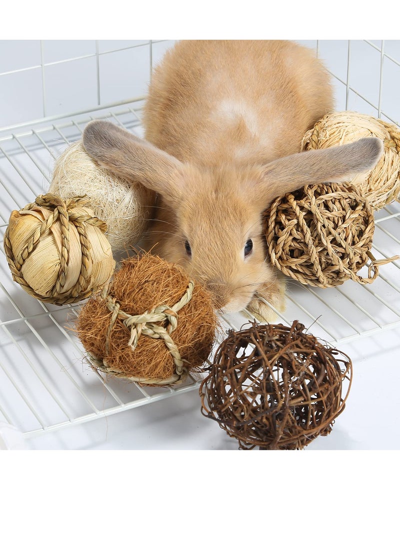 Excefore Natural Grass Balls for Small Pets - Set of 9 Chew Toys to Improve Dental Health of Rabbits, Chinchillas, Hamsters, Gerbils, Rats, Mice. Fun and Beneficial Play Balls - Image 2