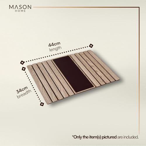 MASON HOME Elm Sofa Rectangular Armrest Tray - Cream Full Grain Bamboo Wood with Anti Slip Pad | Dining Tray | Home & Office Décor | Furniture | Serving Platter for Drinks - Appetizer - Snack Bowls - Image 2
