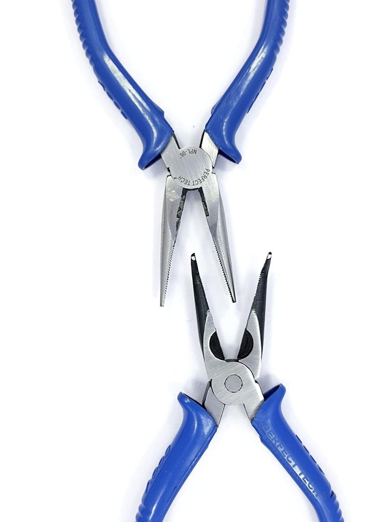 PERFECT TECH Combo 2 Pcs 6" Bend Nose Plier | Long Nose Plier (Blue) | Nose Pliers | Electronics Outside | Circlip Professional | Multipurpose Works | Non-Slip Handle | Pliers set tools Wrench - Image 5