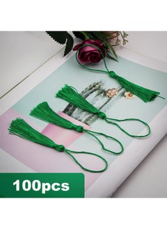 Generic 100 Pieces Emerald Green Color Tassels 13cm/5-Inch Silky Handmade Soft Tassels Floss Bookmark Tassels with 2-Inch Cord Loop for Jewelry Making, DIY Projects, Bookmarks  - Image 3