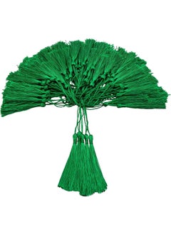 100 Pieces Emerald Green Color Tassels 13cm/5-Inch Silky Handmade Soft Tassels Floss Bookmark Tassels with 2-Inch Cord Loop for Jewelry Making, DIY Projects, Bookmarks
