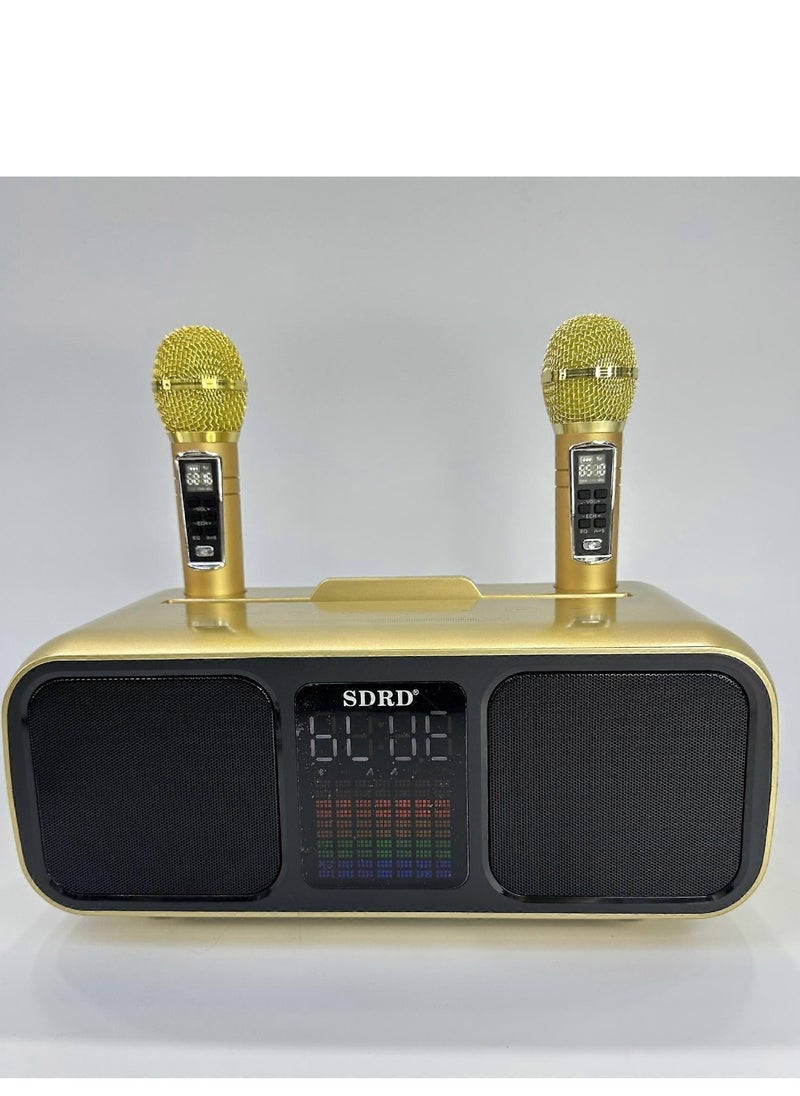 SDRD Portable Karaoke Speaker with Dual UHF Wireless Microphones, Built-in Rechargeable Battery, Multi-Input Support via Bluetooth, USB, AUX, Type-C & TF Card – Ideal for Home, Events, and Outdoor Entertainment  - Image 3