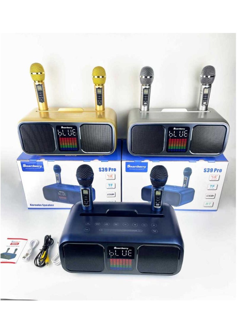 SDRD Portable Karaoke Speaker with Dual UHF Wireless Microphones, Built-in Rechargeable Battery, Multi-Input Support via Bluetooth, USB, AUX, Type-C & TF Card – Ideal for Home, Events, and Outdoor Entertainment  - Image 4