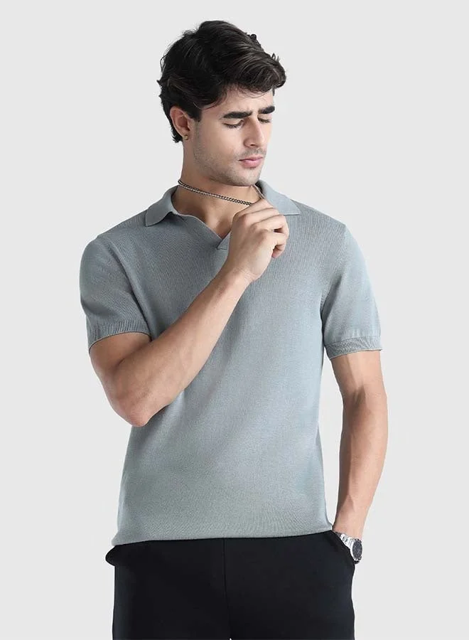Musclemind grey Men's Flat Knit Polo for Men | Best Price UAE