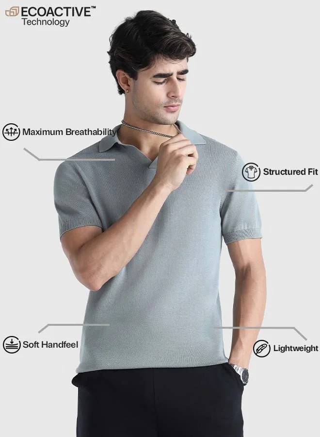 Musclemind grey Men's Flat Knit Polo for Men | Best Price UAE