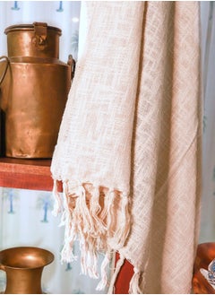 OJARIYA Handwoven Organic Cotton Premium Handloom Cream Sofa Throw Blanket  - Image 5